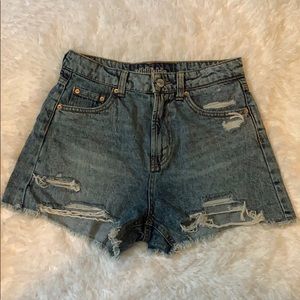 High rise ripped shorts